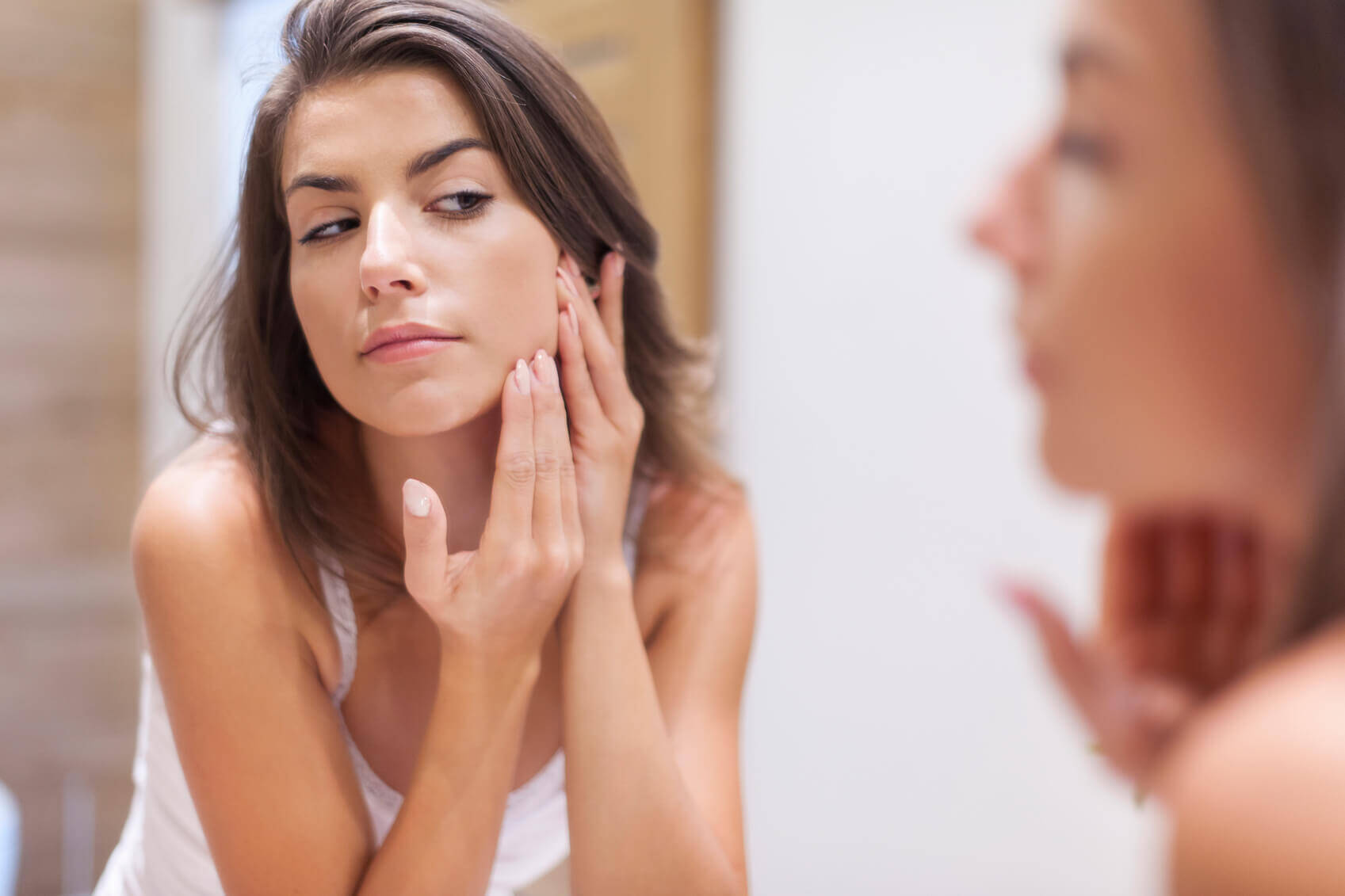 Woman taking care of her skin Scheme of botox applications